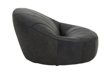 Orsina Hoxton Antique Black Leather Lounge Cocoon Chair – Statement Seating