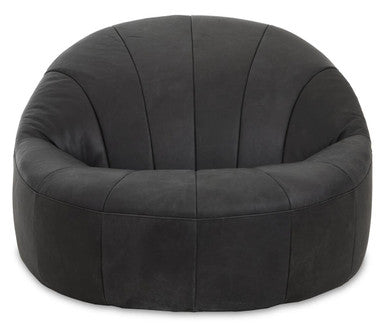 Orsina Hoxton Antique Black Leather Lounge Cocoon Chair – Statement Seating