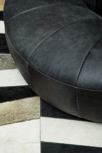 Orsina Hoxton Antique Black Leather Lounge Cocoon Chair – Statement Seating