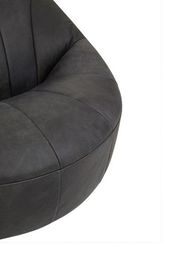 Orsina Hoxton Antique Black Leather Lounge Cocoon Chair – Statement Seating