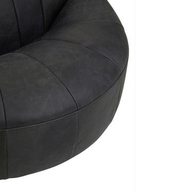 Orsina Hoxton Antique Black Leather Lounge Cocoon Chair – Statement Seating