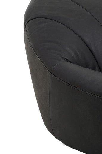 Orsina Hoxton Antique Black Leather Lounge Cocoon Chair – Statement Seating
