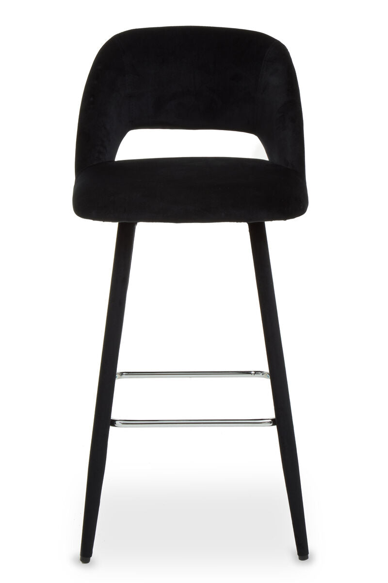 Orsina Warren Black Velvet Bar Chair | Mid-Century Modern Stool