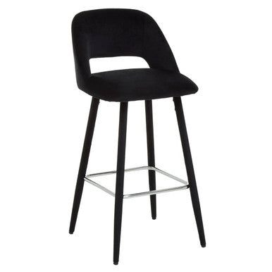 Orsina Warren Black Velvet Bar Chair | Mid-Century Modern Stool