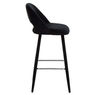 Orsina Warren Black Velvet Bar Chair | Mid-Century Modern Stool