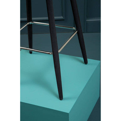Orsina Warren Black Velvet Bar Chair | Mid-Century Modern Stool
