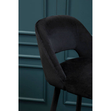 Orsina Warren Black Velvet Bar Chair | Mid-Century Modern Stool