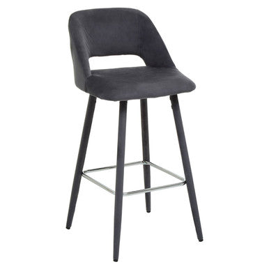 Orsina Warren Grey Velvet Bar Chair | Mid-Century Modern Counter Stool