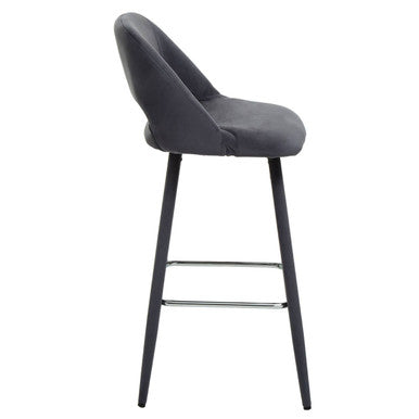Orsina Warren Grey Velvet Bar Chair | Mid-Century Modern Counter Stool