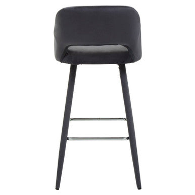 Orsina Warren Grey Velvet Bar Chair | Mid-Century Modern Counter Stool