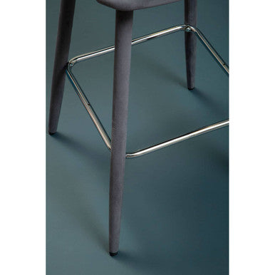Orsina Warren Grey Velvet Bar Chair | Mid-Century Modern Counter Stool