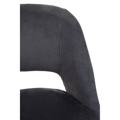 Orsina Warren Grey Velvet Bar Chair | Mid-Century Modern Counter Stool