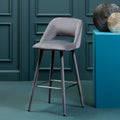 Orsina Warren Grey Velvet Bar Chair | Mid-Century Modern Counter Stool