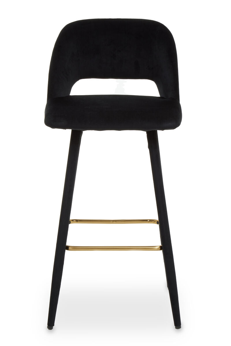 Orsina Warren Bar Chair – Mid-Century Black Velvet Counter Stool