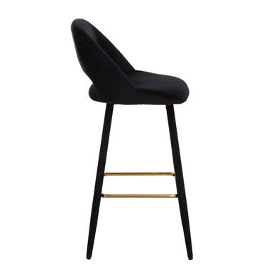 Orsina Warren Bar Chair – Mid-Century Black Velvet Counter Stool