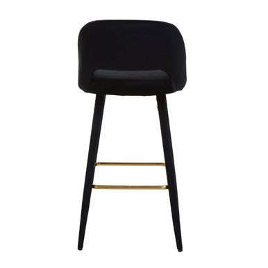 Orsina Warren Bar Chair – Mid-Century Black Velvet Counter Stool