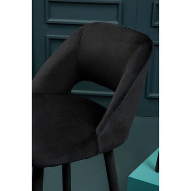 Orsina Warren Bar Chair – Mid-Century Black Velvet Counter Stool