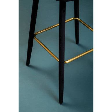 Orsina Warren Bar Chair – Mid-Century Black Velvet Counter Stool