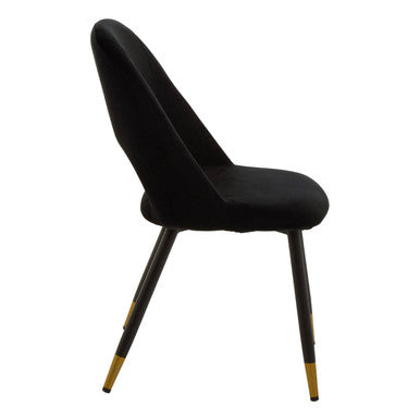 Orsina Warren Black Velvet Dining Chair – Modern Glam with Gold Tips