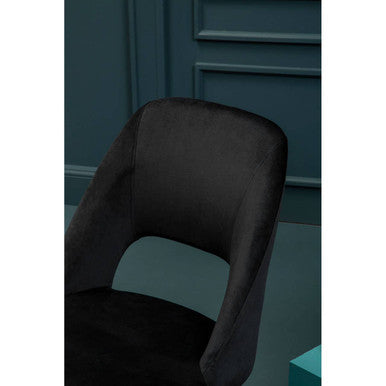 Orsina Warren Black Velvet Dining Chair – Modern Glam with Gold Tips