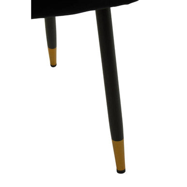 Orsina Warren Black Velvet Dining Chair – Modern Glam with Gold Tips