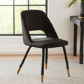 Orsina Warren Black Velvet Dining Chair – Modern Glam with Gold Tips