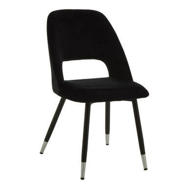 Orsina Warren Black Velvet Dining Chair | Modern Cutout Back Design