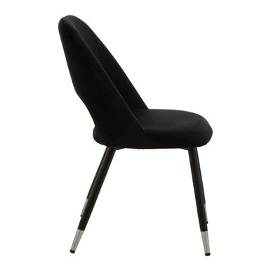 Orsina Warren Black Velvet Dining Chair | Modern Cutout Back Design