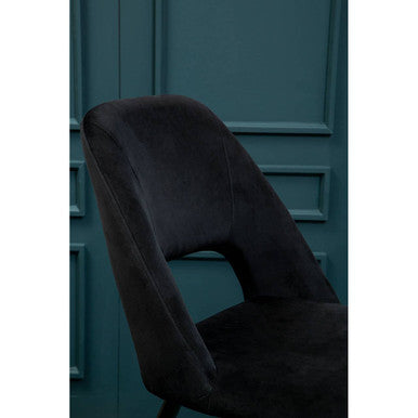 Orsina Warren Black Velvet Dining Chair | Modern Cutout Back Design