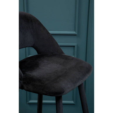 Orsina Warren Black Velvet Dining Chair | Modern Cutout Back Design