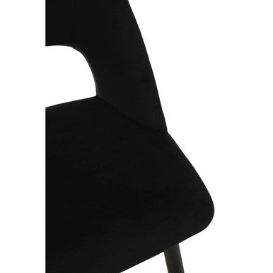 Orsina Warren Black Velvet Dining Chair | Modern Cutout Back Design