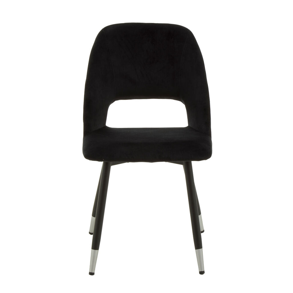 Orsina Warren Black Velvet Dining Chair | Modern Cutout Back Design