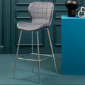 Orsina Warton Grey Velvet Bar Stool – Quilted Seat with Chrome Legs
