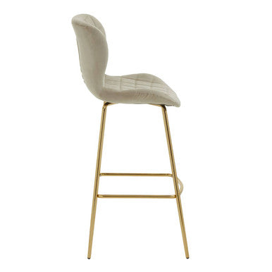Orsina Warton Mink Velvet Bar Chair – Quilted Counter Stool with Gold Legs