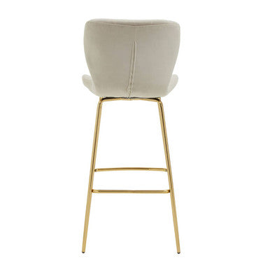 Orsina Warton Mink Velvet Bar Chair – Quilted Counter Stool with Gold Legs
