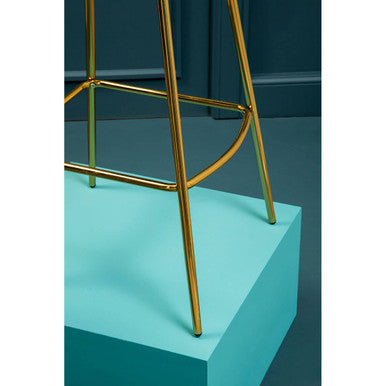 Orsina Warton Mink Velvet Bar Chair – Quilted Counter Stool with Gold Legs