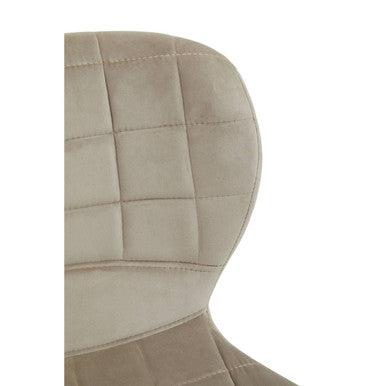 Orsina Warton Mink Velvet Bar Chair – Quilted Counter Stool with Gold Legs