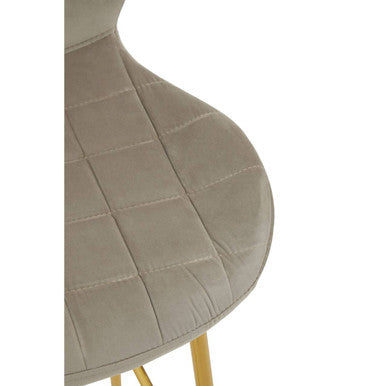Orsina Warton Mink Velvet Bar Chair – Quilted Counter Stool with Gold Legs
