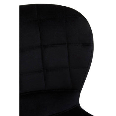 Orsina Warton Bar Chair – Black Velvet and Gold Finish Quilted Stool