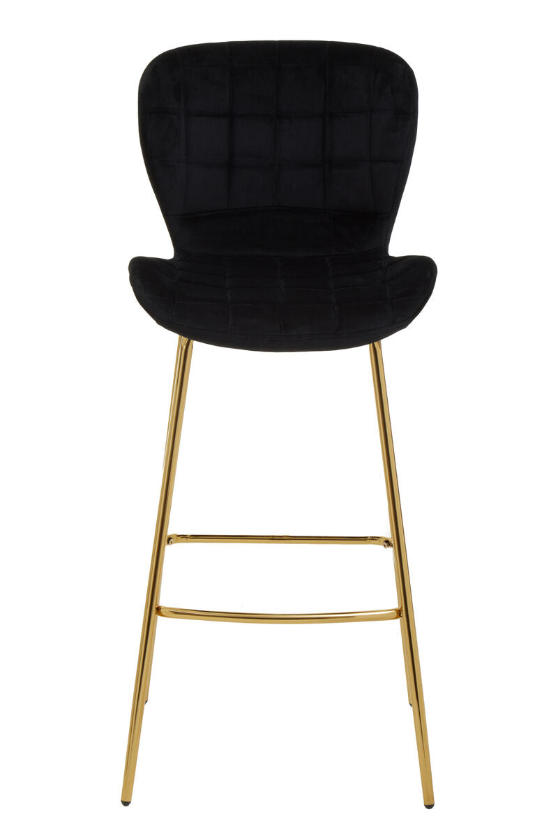 Orsina Warton Bar Chair – Black Velvet and Gold Finish Quilted Stool
