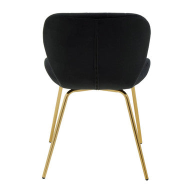 Orsina Warton Black Velvet Dining Chair with Quilted Gold Legs