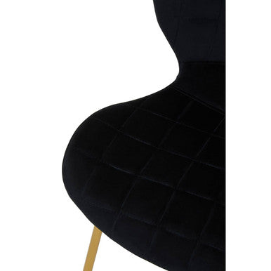 Orsina Warton Black Velvet Dining Chair with Quilted Gold Legs