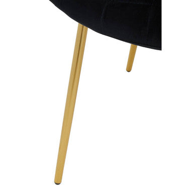 Orsina Warton Black Velvet Dining Chair with Quilted Gold Legs