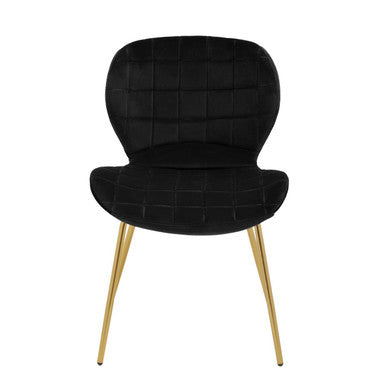 Orsina Warton Black Velvet Dining Chair with Quilted Gold Legs