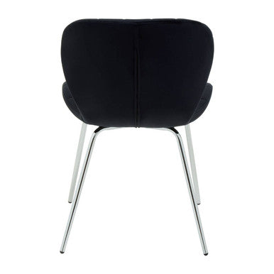 Orsina Warton Dining Chair – Black Velvet with Quilted Silver Legs