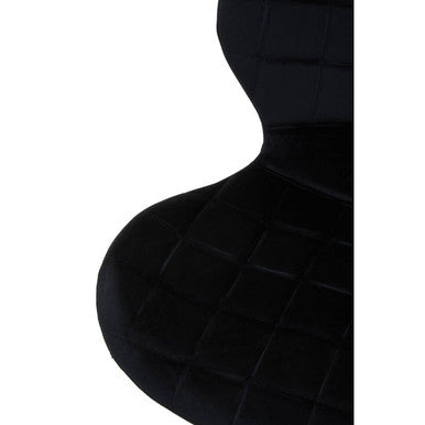 Orsina Warton Dining Chair – Black Velvet with Quilted Silver Legs