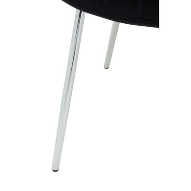Orsina Warton Dining Chair – Black Velvet with Quilted Silver Legs