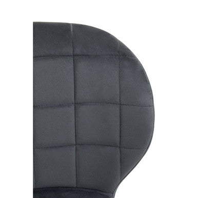 Orsina Warton Grey Velvet Dining Chair – Quilted Seat with Silver Legs