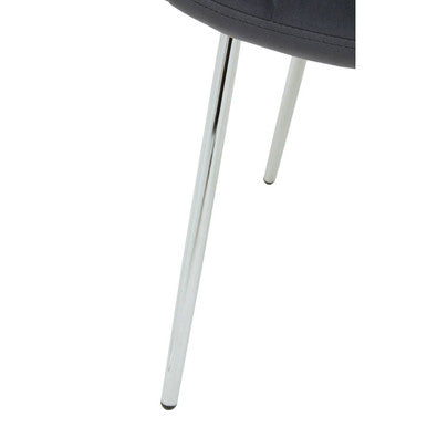 Orsina Warton Grey Velvet Dining Chair – Quilted Seat with Silver Legs