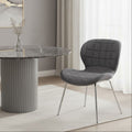 Orsina Warton Grey Velvet Dining Chair – Quilted Seat with Silver Legs